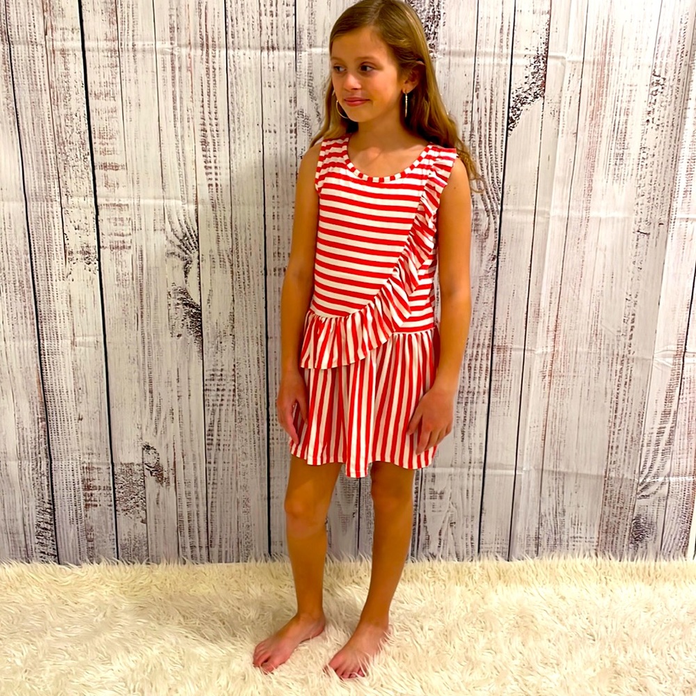 Pink and white - striped wonder nation dress size 7-8 medium